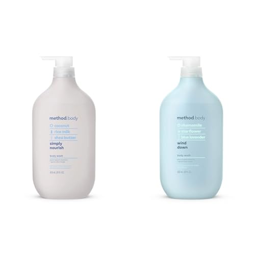 Method Body Wash, Simply Nourish, Paraben and Phthalate Free, 28 oz (Pack of 1) & Body Wash, Wind Down, Paraben and Phthalate Free, 28 FL Oz (Pack of 1)