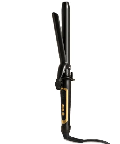 Lanvier 1 Inch Extra Long Ceramic Tourmaline Curling Iron - Black, Professional Hair Styler, Up to 450°F, Dual Voltage for Worldwide Use