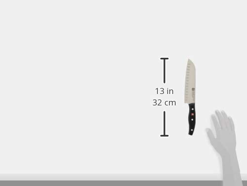 7-Inch Razor-Sharp German Hollow Edge Santoku Knife - Black & Stainless Steel