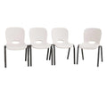 Kids Stacking Chairs Set - 4 Pack Almond Indoor Outdoor Durable Plastic
