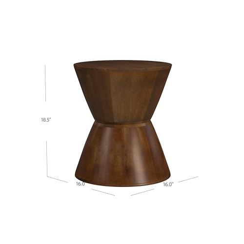 Walnut Mango Wood End Table - Spatial Order Round Accent Side Table