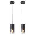 Black Pendant Light Fixtures 2-Pack Adjustable Modern Glass for Kitchen Island Variation of Black—Cord / 2 Pack