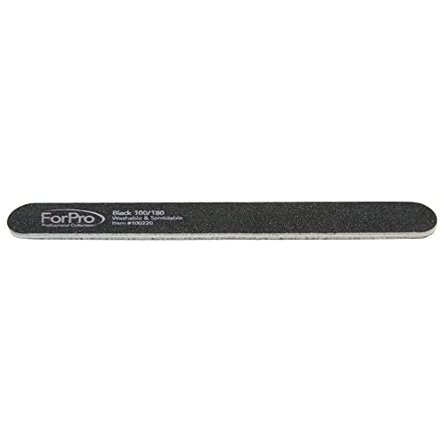 ForPro Professional Collection Nail Foam Boards, Black, 100/180 Grit, Double-Sided Manicure Nail Files, 7¡± L x .75¡± W, 50-Count
