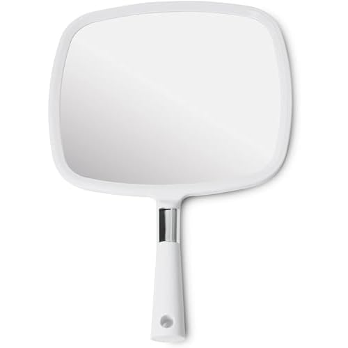 MIRRORVANA Pack of 5 Large Handheld Mirror Set for Barbers & Salon Hairdressers - Perfect for Home, Travel, & Makeup Use with Long Comfy Handle and Distortion Free HD Reflection - 13" x 9" (White)