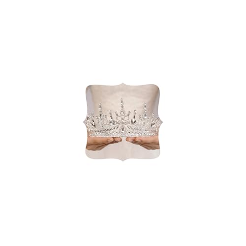 Silver Baroque Queen Crown for Women Rhinestone Wedding Tiara Bridal Hair Accessory