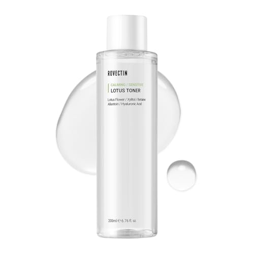 ROVECTIN Calming Lotus Water Toner - pH4.7 Extra Soothing and Hydrating for Trouble Care | 40% Lotus Flower Extract for Purifying | Hyaluronic Acid, Alcohol-Free, Vegan, K-Beauty (6.76 fl. oz, 200ml)