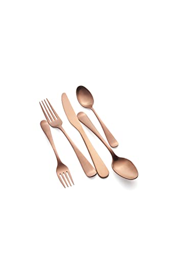 Copper Satin 20-Piece Flatware Set for 4 - Modern Dinnerware Cutlery
