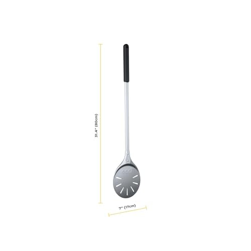 Large Aluminum Pizza Turning Peel - 7 Inch Perforated Metal Pizza Peel with Long Handle