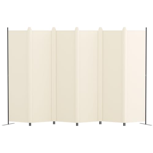 6 Panel Room Divider - Freestanding Privacy Screen Wall, Beige, 120 W x 72 H - Variation of 6 Panel-120 W
