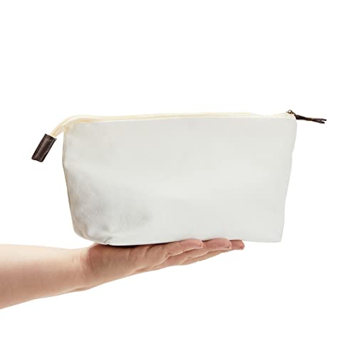 6 Pack Juvale Canvas Makeup Bags - 11.75 x 5.5 Inches Travel Cosmetic Pouches, White Cotton, Zipper Closure, DIY & Bridesmaid Gifts