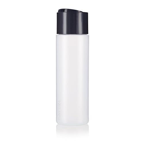 JUVITUS 8 oz / 250 ml Professional Natural Clear Refillable Plastic Squeeze Bottle with Wide Black Disc Cap Lid (6 pack)