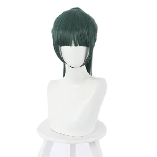 Anime Cosplay Wigs for Men and Women, Maki Zenin Style, High-Temperature Fiber, Detachable Ponytail, Natural Look
