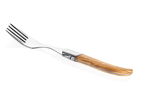 Laguiole Style de Vie Olive Wood Forks Set of 6 - Luxury Flatware, 22 cm with Gift Box