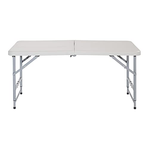 4-Foot Height Adjustable Resin Folding Table - Indoor Outdoor Utility
