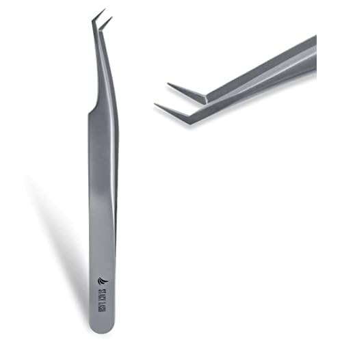 Stacy Lash STL-13 Curved Eyelash Extension Tweezers/Precision Tool for False Lashes Application/Supplies for Classic Extensions & Premade Fans/Tool Applicator for Volume Eyelashes/Beauty Accessories