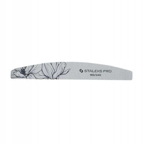 STALEKS PRO Expert 40 Crescent Mineral Nail File (180/240 Grit, 25 Pcs) ? Professional Double-Sided File for Natural Nail Finishing & Polishing