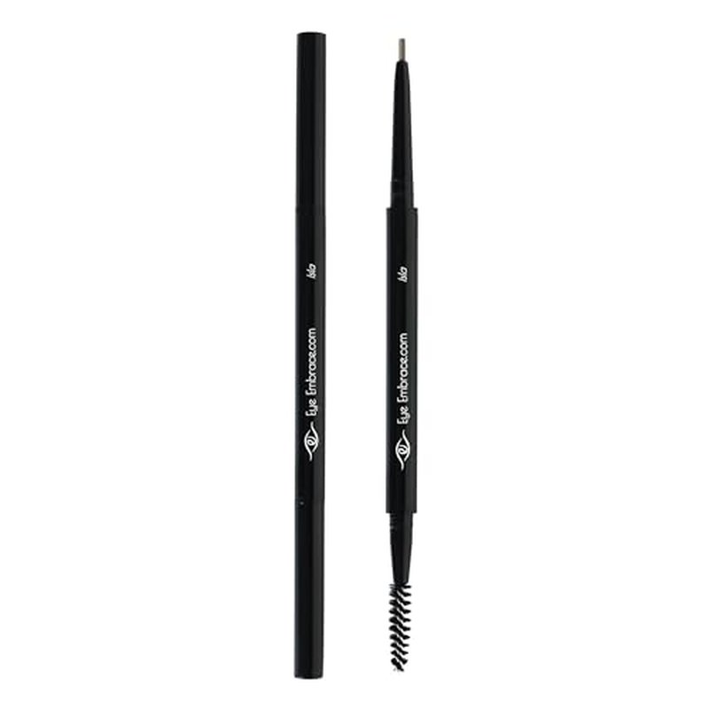 Eye Embrace Isla Micro Tip Pen: Medium Brown-Gray Ultra-Fine Eyebrow Pencil Waterproof, Double-Ended Automatic Micro-Tip & Spoolie Brush, Cruelty-Free