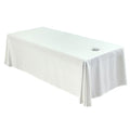 Premium Reusable Massage Table Skirt Sheets with Face Hole - 72x118 Inch White Fitted Bed Cover for Spa & Esthetician Beds