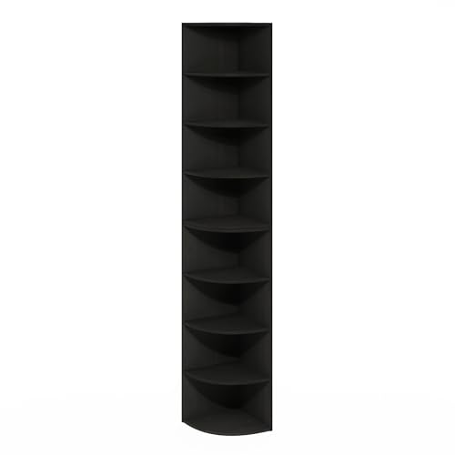 Espresso 8-Tier Corner Shelf Bookcase - Space-Saving Storage & Display Rack
