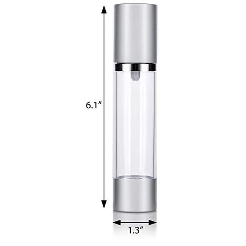 JUVITUS (2 Pack) 1.7 oz Acrylic Airless Spray Bottle Silver Matte Travel Storage