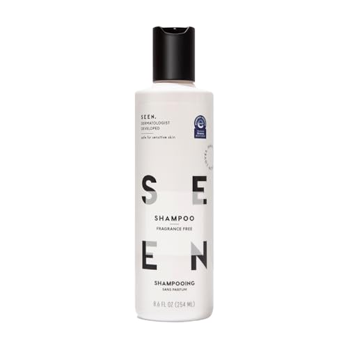 SEEN Fragrance-Free Shampoo for Sensitive Skin – 8.6 Fl Oz, Non-Comedogenic, Dermatologist-Developed