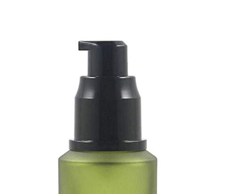1PCS 60ML/2OZ Empty Refillable Green Frosted Glass Bottles with Pump Vial Cosmetic Dispenser Jars Storage Container Portable Travel Bottle Sample Trial Packing