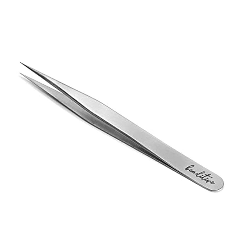 Beaditive High Precision Tweezers 3 Pack - 4.7" Craft Tweezers for Sewing, Beading & DIY Crafts - Non-Serrated Jewelry Tweezer Set with Fine Point Tips - Stainless Steel Needle Nose Hobby Tweezers