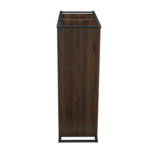 Walnut Wide 3-Shelf Open Bookshelf - Mid Century Modern Storage
