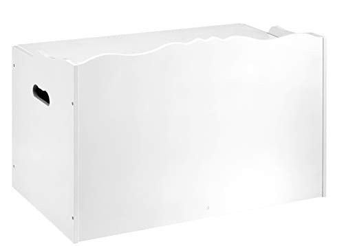 Kids Wooden Toy Storage Chest with Safety Lid - 30 x 18 x 19 Inches, White