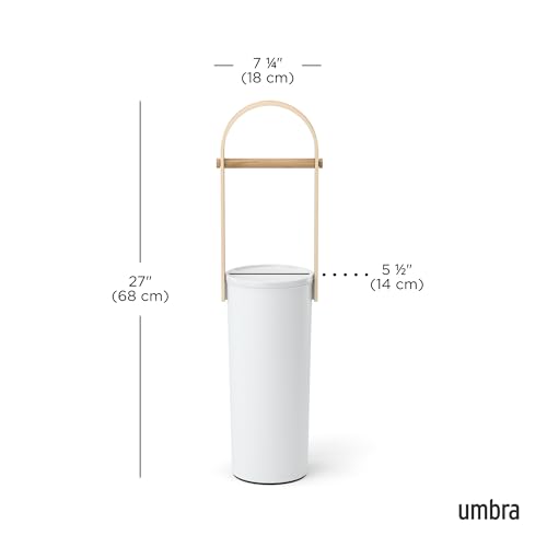 Modern Toilet Paper Holder with Storage - Holds 3 Rolls, White/Natural