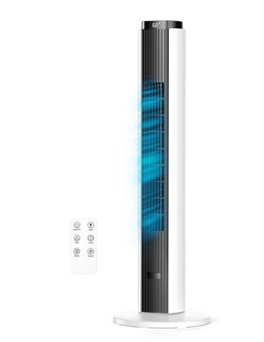 Tower Fan for Bedroom - 37 Inch Black+White, 26 ft/s Velocity, Oscillating Cooling Fan