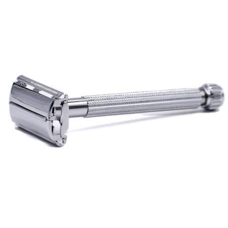 Parker 29L Chrome Safety Razor with Long Handle & Butterfly Open