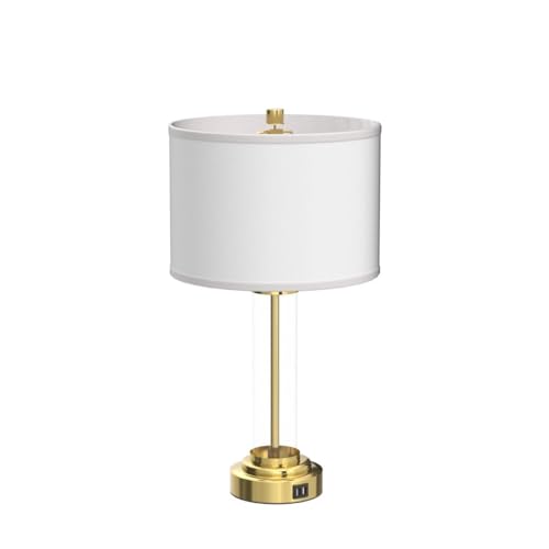 Glass Table Lamps Set of 2 - Modern Gold Dimmable Bedside Lamps with USB Charging - Variation of Gold