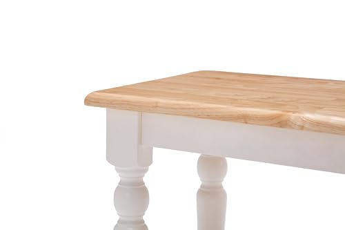 Farmhouse Dining Bench - Cream/Natural Rubberwood Entryway & Kitchen Seating - Variation of THIS listing