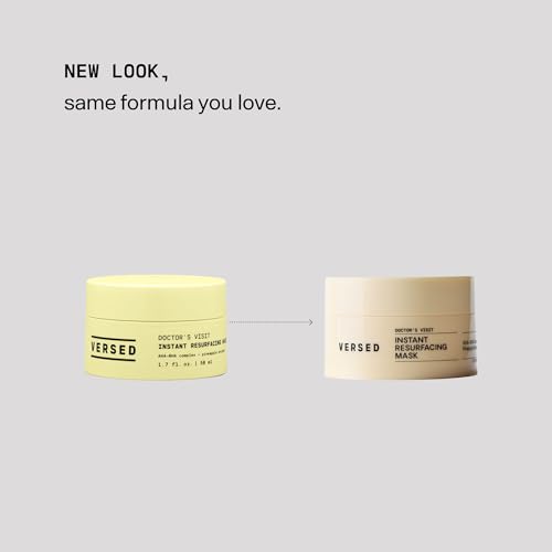 Versed Doctor's Visit Skin Resurfacing Face Mask - Glycolic Acid + Lactic Acid Face Exfoliant for Dark Spots & Skin Texture - AHA BHA Enzyme Mask to Brighten, Smooth Rejuvenate (1.7 fl oz / 50 ml)