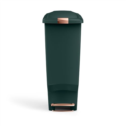 Simplehuman Slim Step Can 40L Kitchen Trash Bin - Hunter Green, Pet-Proof Lock