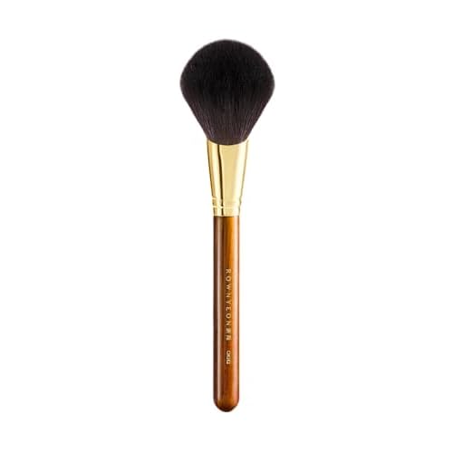 Desert Oak Series Sloped Umbrella Powder Brush - Angled Top for Effortless Powder Application, Premium Goat Hair Bristles with Bubinga Handle & Golden Brass Ferrule (CM 162)