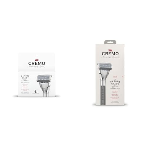 Cremo Astonishingly Superior Razor Refills, (4 Pack) & Astonishingly Superior Barber Grade Refillable System Razor