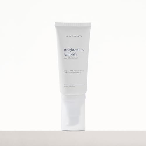 VASANTI Brighten Up New Skin Amplifying Moisturizer - Enriched with Aloe, Vitamin C, and Arbutin from Bearberry Leaves - Hydrates Moisturize Softens Brightens Skin - Full Size (2.03 fl. oz.)