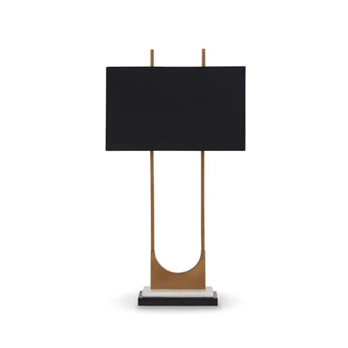 Signature Design by Ashley Modern Tall Marble Table Lamp - Black Brass Finish