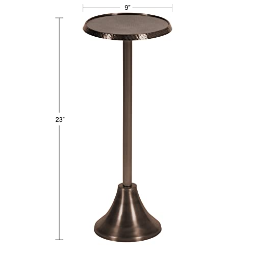 Kate and Laurel Sanzo Modern Pedestal Drink Table — 9x9x23, Bronze Hammered Iron