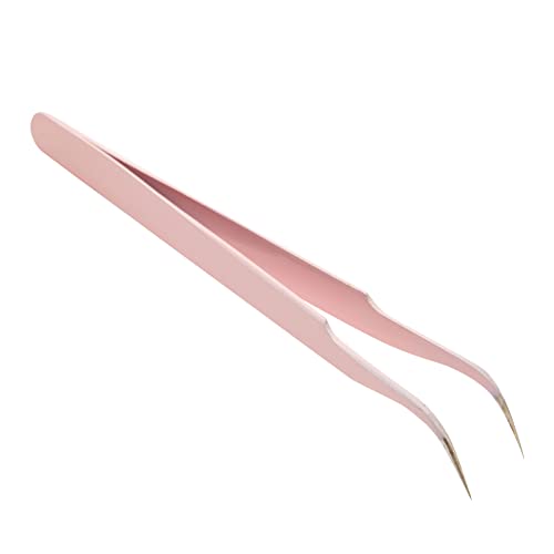 Okuna Outpost Precision Lash Tweezers Set - Stainless Steel Tools for Eyelash Extension Kit - Travel Pouch & Tweezers for Lash Extensions with Case - 6pc Light Pink