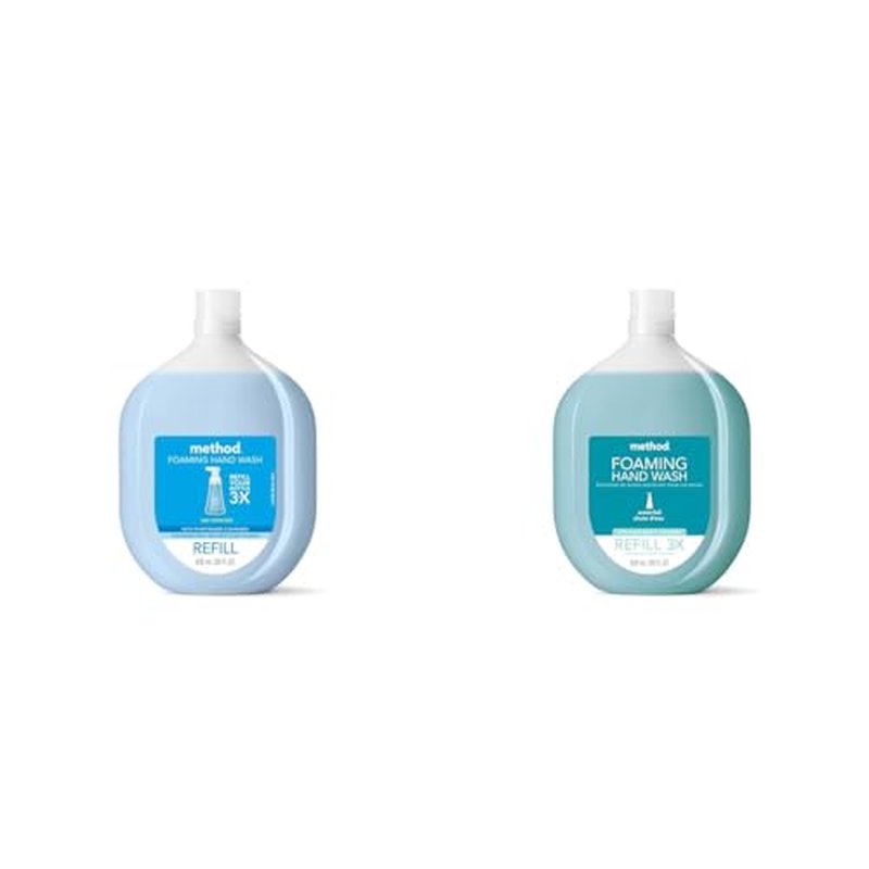 Method Foaming Hand Soap, Refill, Sea Minerals, Recyclable Bottle, Biodegradable Formula, 28 oz, (Pack of 1) & Foaming Hand Soap, Refill, Waterfall, 28 Ounce, 1 pack