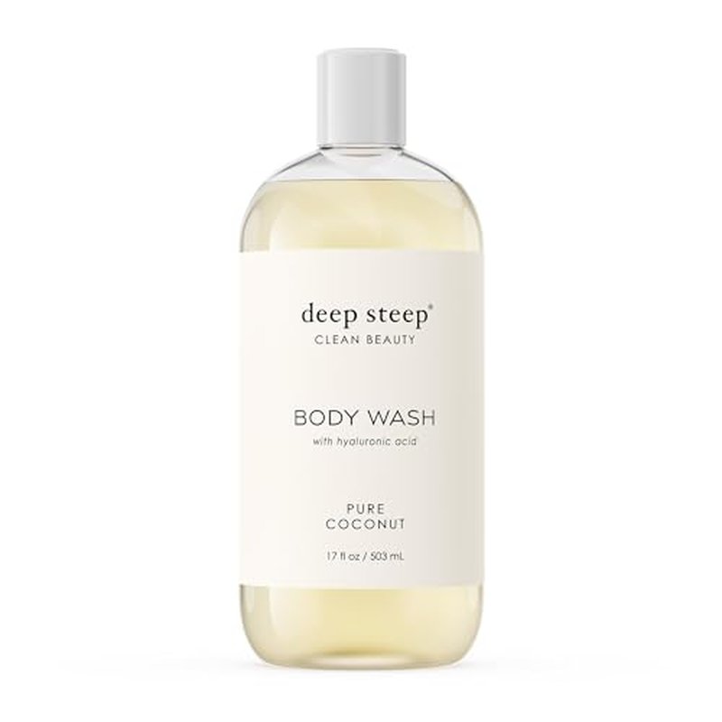 Deep Steep Pure Coconut Body Wash, Hydrating Shower Gel with Hyaluronic Acid & Shea Butter for Sensitive Skin, Bodywash for Women & Men, 17 Fl Oz, 1-Pack