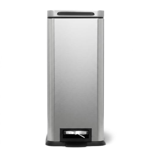 Home Zone Living Silver 8 Gallon Slim Kitchen Trash Can with Soft-Close Lid