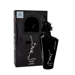 Lattafa Maahir Black Edition Unisex Eau de Parfum Spray - Amber Spicy, 3.4 Fl Oz