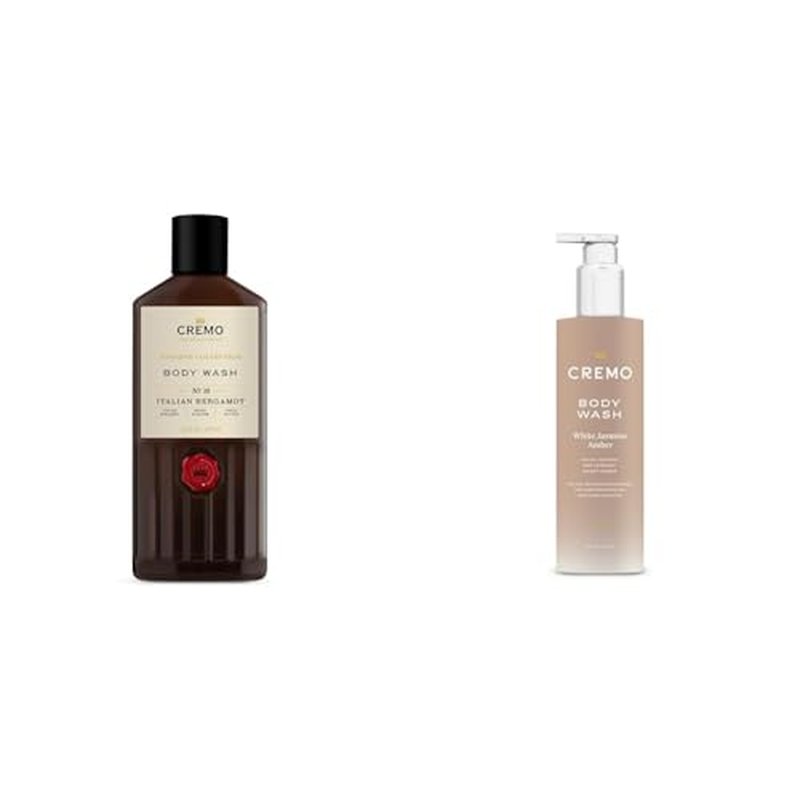 Cremo Italian Bergamot Men's and White Jasmine Amber Women's Body Wash Bundle, 16 Fl Oz Each