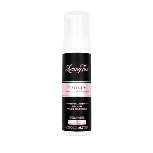 Loving Tan Platinum Self Tanning Mousse, Dark - Streak Free, Natural Looking, Professional Quality Sunless Tanner- 10+ Self Tan Applications per Bottle, Cruelty Free, Naturally Derived DHA- 6.7 Fl Oz