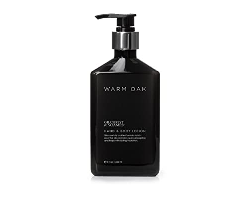 Gilchrist & Soames Warm Oak Hand & Body Lotion 9oz - Natural Essential Oils, All Skin Types, Paraben & Sulfate Free - Pack of 1