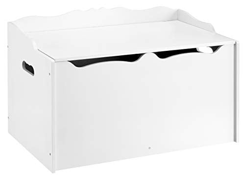 Kids Wooden Toy Storage Chest with Safety Lid - 30 x 18 x 19 Inches, White